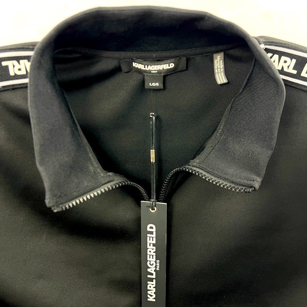 KARL LAGERFELD PARIS, LARGE BLACK JACKET WITH TWO POCKETS, 96% POLYESTER, LARGE - Picture 4 of 13